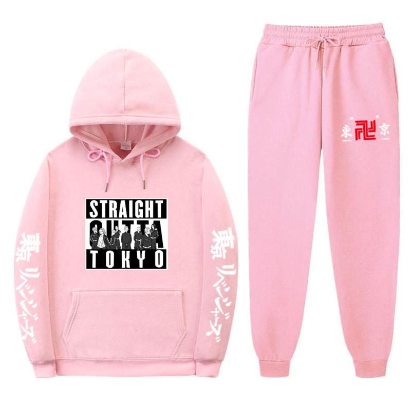 Mens Streetwear Hooded Sweatshirt Set Loose Fit Winter Warm Fleece Lined Casual Tracksuit