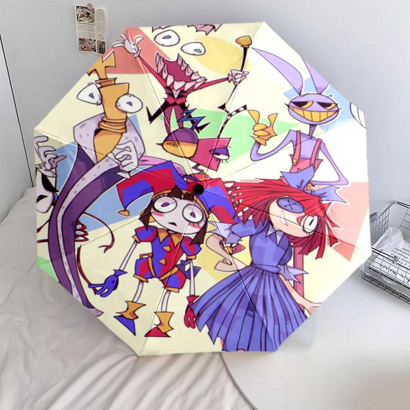 Pomni Halloween Characters Automatic Umbrella - Suitable Travel Outdoor Portable Umbrella Birthday Gift Daily Essentials