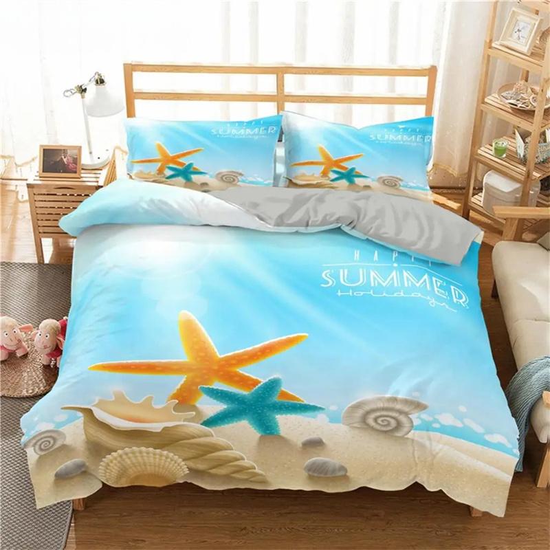 Seaside Beach 3D Duvet Cover Bedding Set Comforter Linen Pillowcases Quilt Cover Home Decor Single Double Twin King Queen