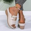 Women'S Sandals Wedge Heel Slippers Plus Size Casual And Fashion With Metal Open Toe Design Simple Sandal For Woman High Arch
