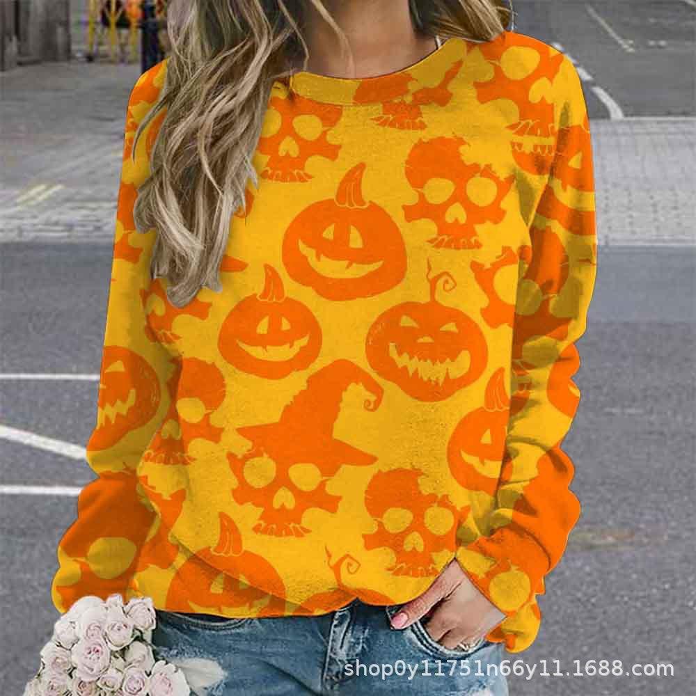 

Ранняя осень Свитер Хэллоуин Свободный Контрастный цвет Тыква Вечеринка Принт Свитер Осень Зима Девушка 4XL