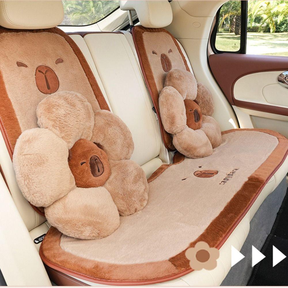 Soft Capybara Car Seat Cushion Plush Waist Pillow Cute Car Headrest  Car Decoration