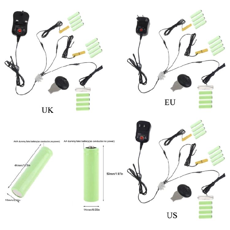 3in1 3V to 12V Adjustable Voltage 2AAA+AA Dummy Battery for Thermometer Hygrometer Telephones Radio Camera Game