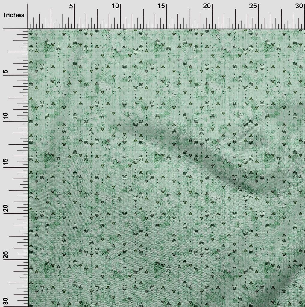 oneOone Cotton Flex Light Mint Green Fabric Texture & Triangle Geometric Craft Projects Decor Fabric Printed By The Yard 40 Inch
