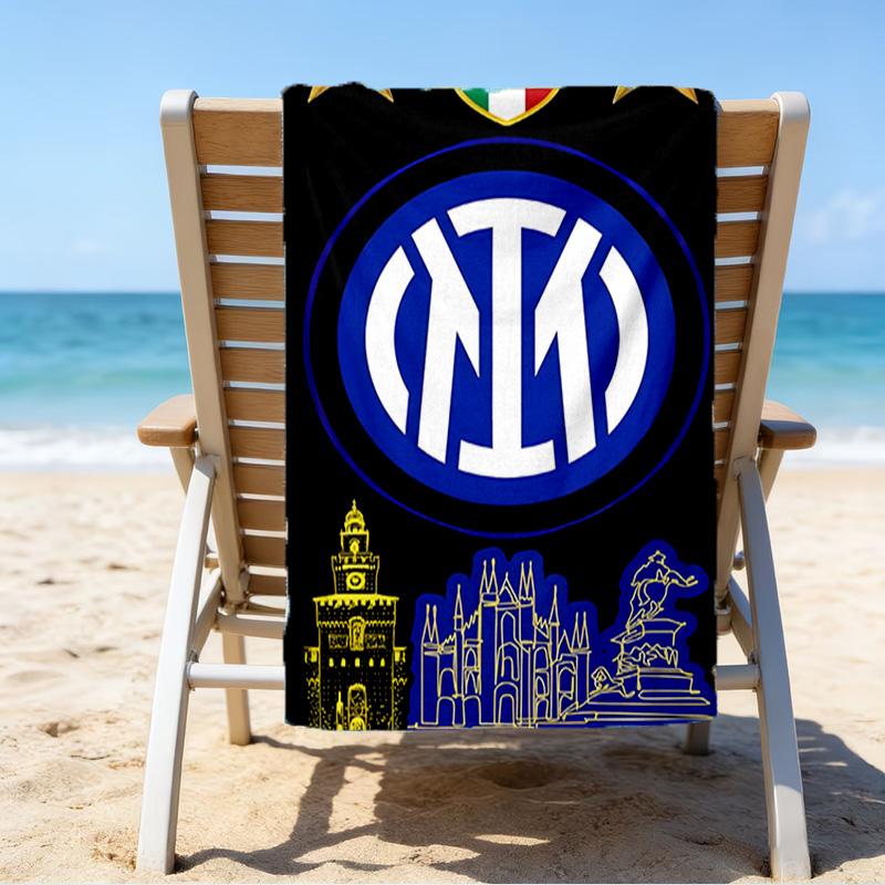 Toalla de Playa Estampada con el Escudo del Inter de Milán, Microfibra Súper Suave, Regalo Perfecto de Cumpleaños, para Piscina, Playa, Viajes, para familiares y amigos