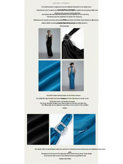 Elegant Acetate Halter Neck Dress with Crystal Buckle