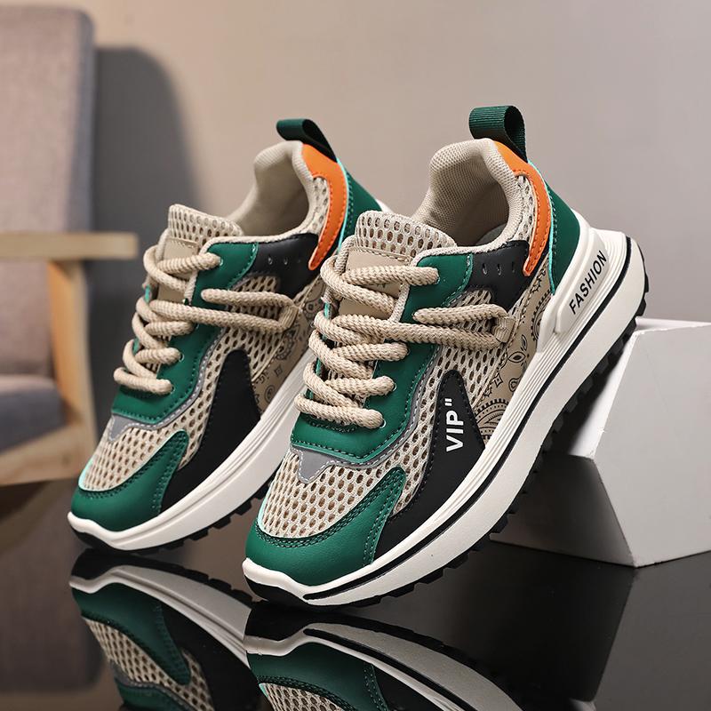 Men's Shoes Spring and Summer New Men's Sports Running Shoes Platform Dad Shoes Mesh Breathable Hollow Casual Trendy Shoes