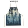 Forest Plants Leaves Pattern Cleaning Kitchen Aprons Men Women Home Cooking Accessories Apron Tree Print Linen Adult Kids Bibs