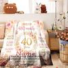 Customize Your Name Home Blanketss 80Th Birthday Celebration Floral Design Comfortable Soft Lightweight Blanket For All Seasons Suitable For Picnics