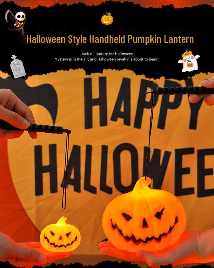 Halloween Pumpkin Handheld Lantern - Luminous Festive Decor for Night Markets