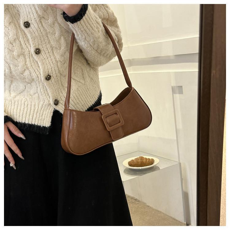 Stylish Minimalist Ins Small Batch Bag Pu Material Street Fashion Shoulder Bag 2023 Winter New Bag