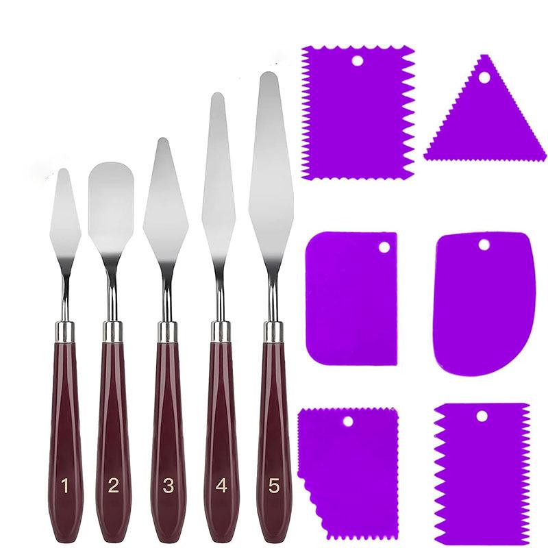 Set Spatule cu Mâner de Lemn - Articole de Artă pentru Pictură în Ulei și Guașă