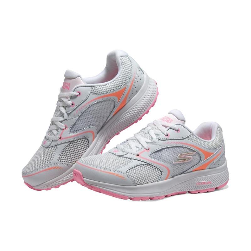 Skechers Go Run Consistent Women Round Toe Lace Up Low Top Running Shoes White Pink 896225-WPK