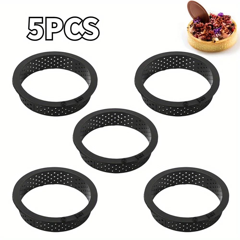 Plastic Perforated Tart Ring Circle DIY Cake Mold Egg Tart Mold Mousse Circle Ring Dessert Bakeware Cutter Cake Decorating Tool
