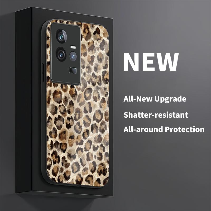 Leopard Print Phone Case For Vivo IQOO 11 11S Z10 Z3 U5X U1X U3X Neo 855 Z6 Lite Z10R Z7 Z7i Shockproof Glass Back Cover