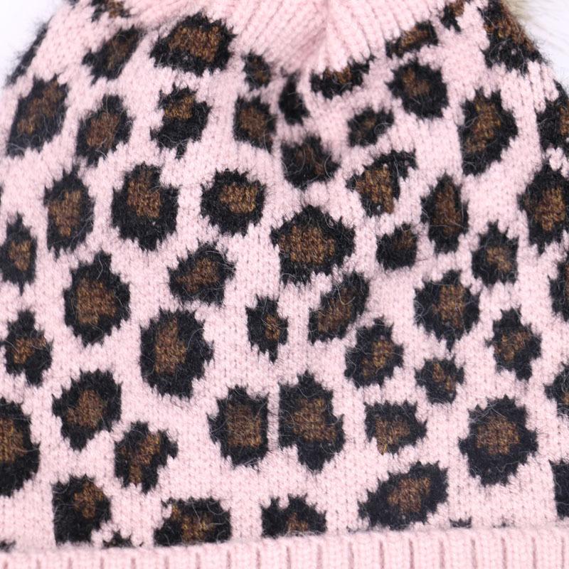Foreign trade Amazon Harajuku leopard print knitted hat female Korean version autumn and winter new leopard point thickened ear protector wool hat