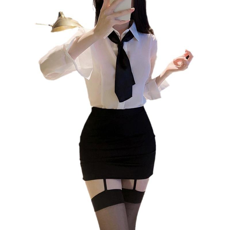 Sexy Female Secretary Hip Skirt Sexy Underwear Workplace Style Shirt Seduction Teacher Nightclub Suit