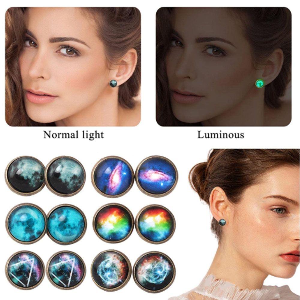 

Форма Ушная шпилька Подарок для женщин Мужчины Магия Светящаяся Луна Серьги Полушарие Серьги Затмение Звезда