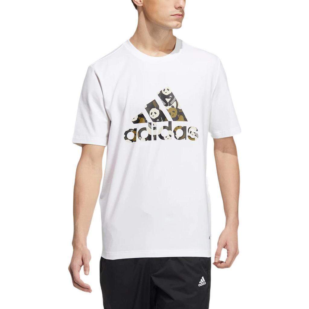 adidas Solid Color Logo Sport Casual Short Sleeve T-Shirt Unisex Tops White HS4394