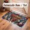 Christmas Theme Soft Crystal Velvet Rug Custom Name & Text Print Non Slip Floor Rug for Bedroom Living Room