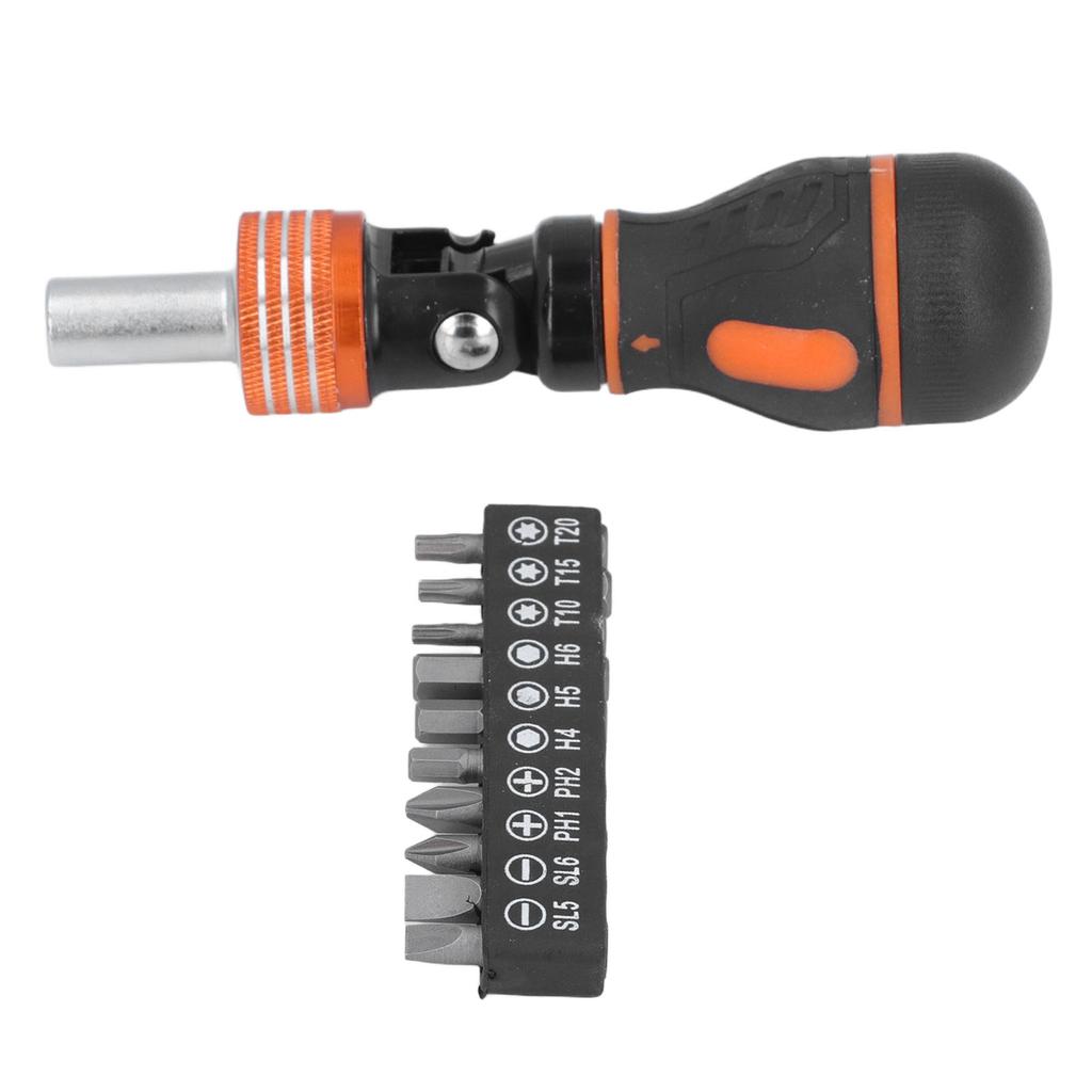 Ratcheting Screwdriver Bit Set 10 in 1 MultiBit Combination Adjustable Angled Multi Function Househo