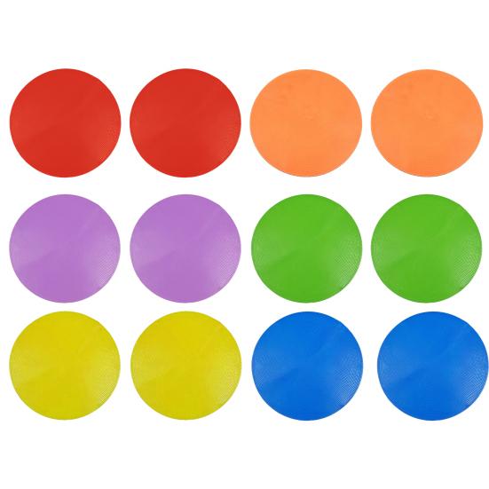 

12 шт. точечные маркеры, плоские полевые конусы, яркие цвета, гибкие нескользящие маркеры для ловкости, футбол, баскетбол, тренировочное пособие Sets