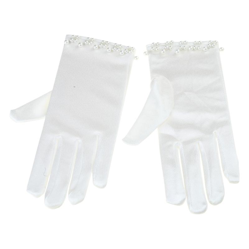 

Bridal Satin Gloves Wrist Length Gloves Full Fingers Short Wedding Accessories 1