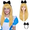 Blonde Long Curly Hair Synthetic Wig Alice In Wonderland Movie Character Cosplay Wig for Women