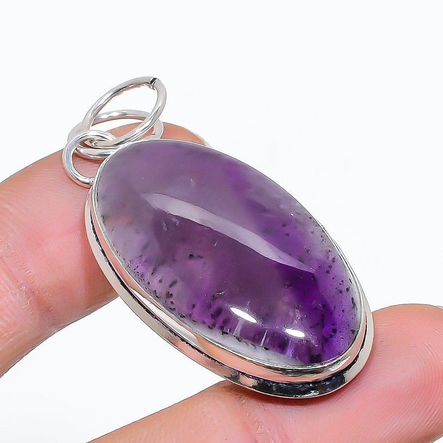 

Подарочный кулон ручной работы из стерлингового серебра 925 пробы с натуральным супераметистом 23 1,97 дюйма t6U29