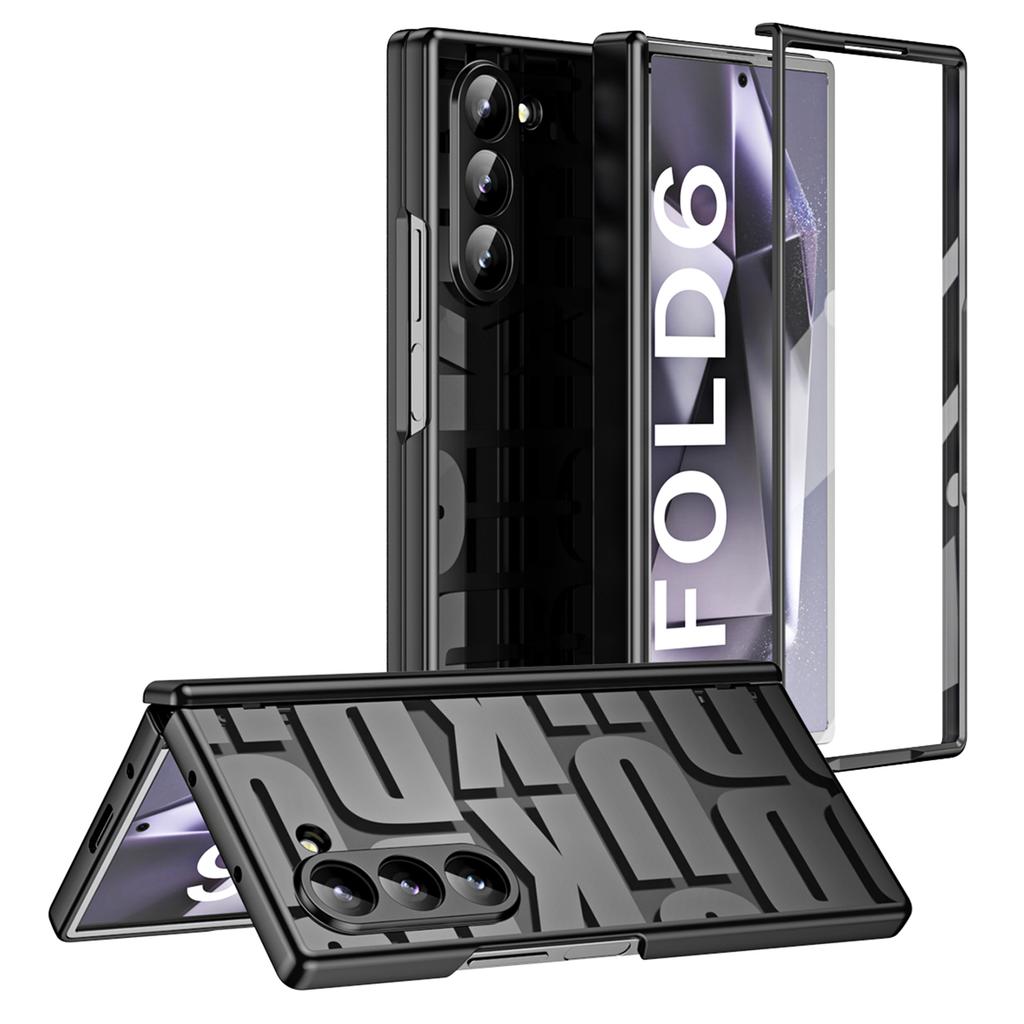 For Samsung Galaxy Z Fold6 5G Case Electroplating PC Phone Cover with Tempered Glass Film