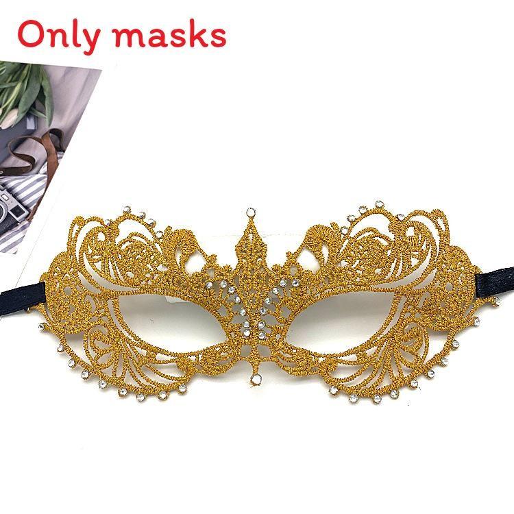 Party Hollow Costume Lace Mask With Water Diamond Decoration For Halloween
