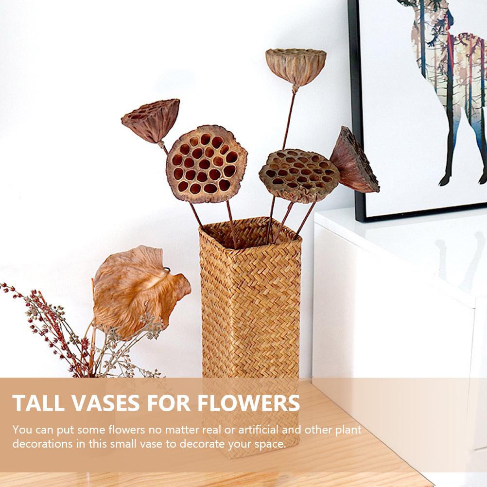 Schöner Halter Kleine Vase Blume Moderner Blumentopf Korb Tulpe Seetang Hoch Weide für Blumen Gewebt