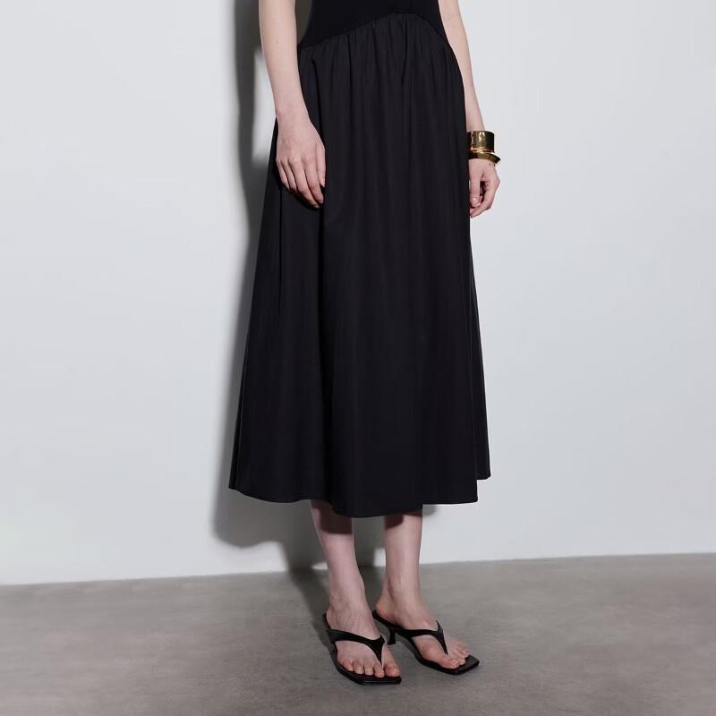 ONLY U-Neck Sleeveless Pleated Waist Long Dress