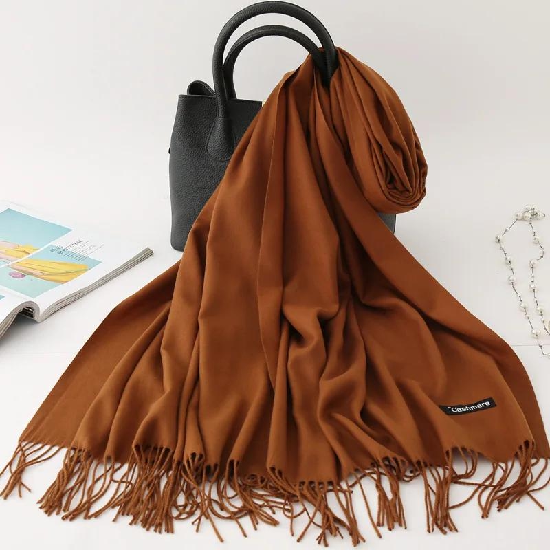 Autumn Winter Solid Imitation Cashmere Scarf for Men Women Tassel Intensification Warm Shawl Fashion Necklaces Wrap Long Scarves