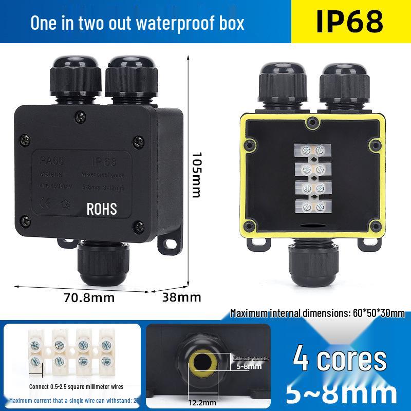 Outdoor IP68 Rainproof Plastic Junction Box with Terminal Block for PC Rooms & Street Lighting
