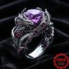 Dark-style Dragon-shaped Ring for Men, Vintage design925Silver Inlaid Amethyst Ring, Bold Gothic Design, Gift for Couples | Non-fading,