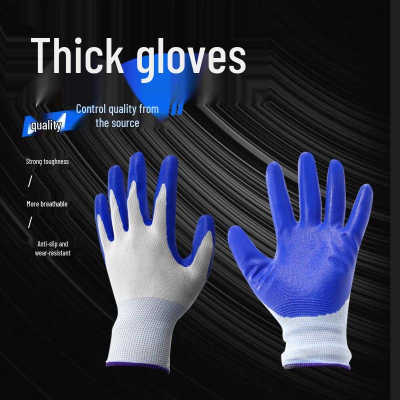 Breathable White Nitrile Cotton Work Gloves - Wear-Resistant, Thick, for Men & Women, Ideal for Auto Repair, Spring/Summer Use