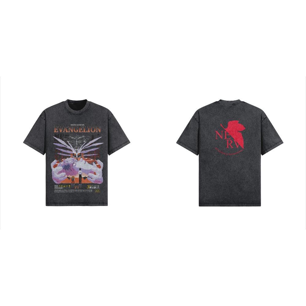 Evangelion Oversized T-Shirt Graphic Short Sleeve Shirt Unisex Men Women Summer Anime T Shirt Fan Gift Daily Wear Cool Top L