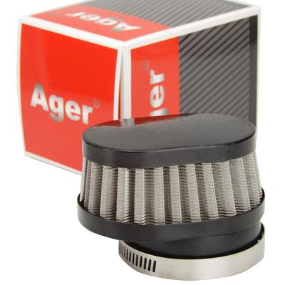 Ager 54mm Oval Power Filter Kurz Edelstahl Schwarz