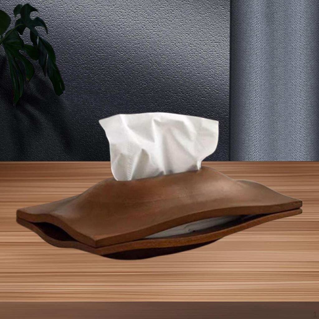 Wooden Tissue Box Cover Napkin Holder Decorative Case Tabletop Ornament for Table Restaurant