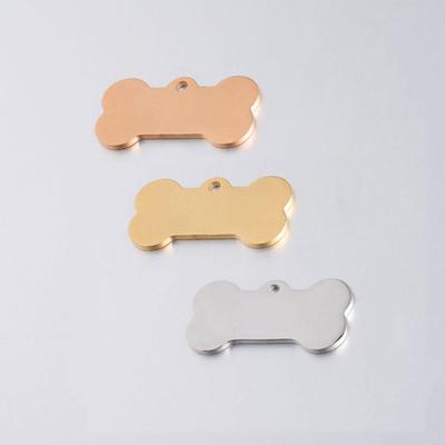 Ciondolo a forma di osso di cane in acciaio inossidabile lucido, personalizzabile, 16x31 mm