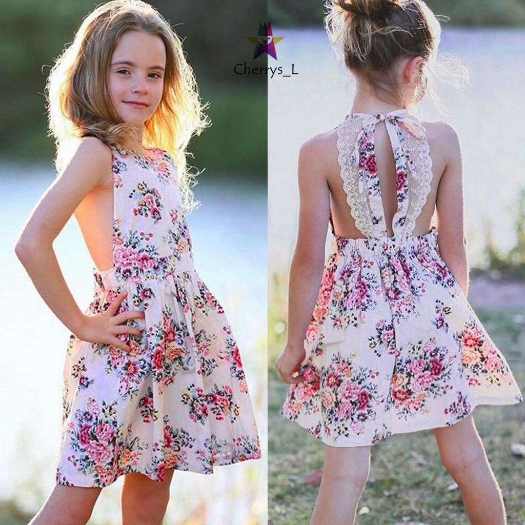 Toddler Infant Baby Girls Sleeveless Dress Floral Splice Yarn Layered Sundress