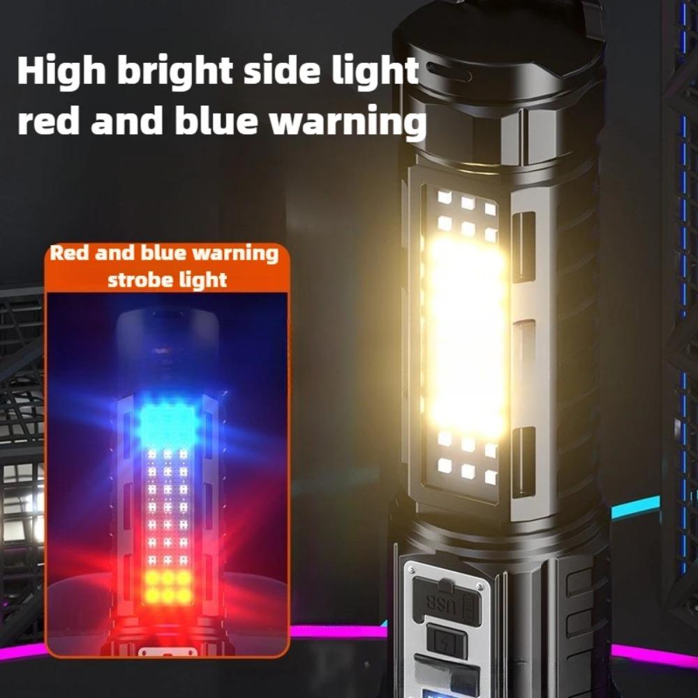 5000MAH Powerful dual light source flashlight built-in 18650 battery rechargeable Type-c flashlight fishing hunting flashlight