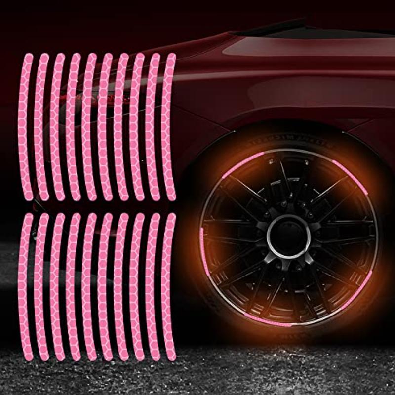 20PCS Reflective Car Wheel Stripe Stickers, Car Tire Rim Safety Decorative Stickers For Motorcycle Bike Truck Car Decals