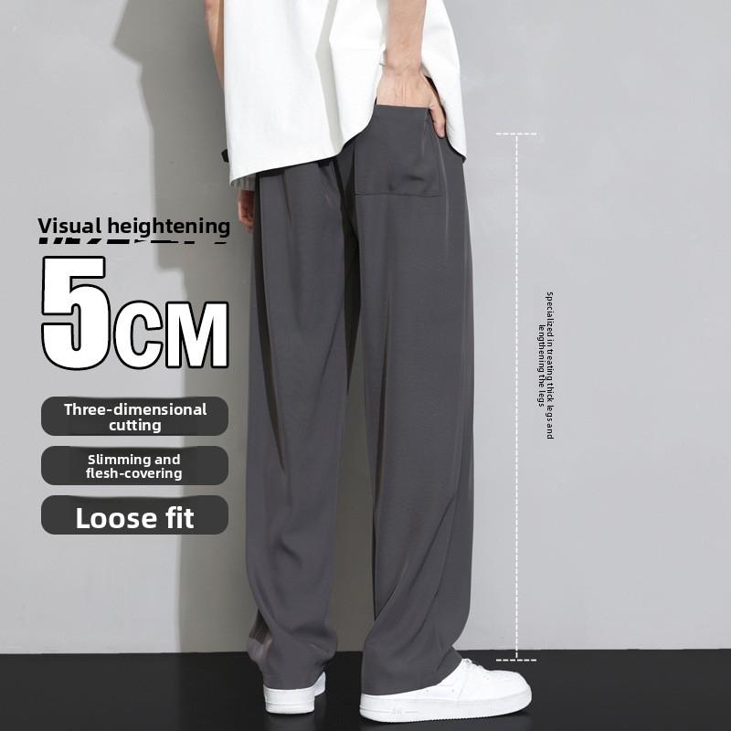 Men's Ice Silk Wide-Leg Pants, Summer Thin Style, 2026 New Versatile Floor-Length Straight Casual Trousers