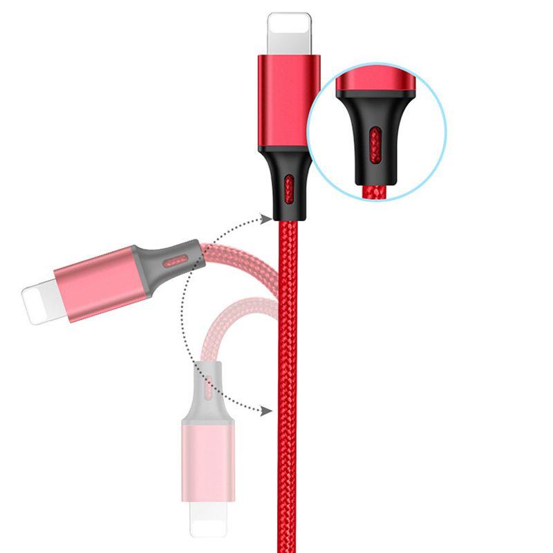 Durable Handset Data Line Double Metal Woven Nylon Data Cable For Apple And Android Devices