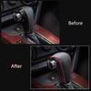 Gear Shift Knob Cover Black Leather + Red Stitch for AT Car Honda VEZEL 2014-2018 XRV 2014-2018