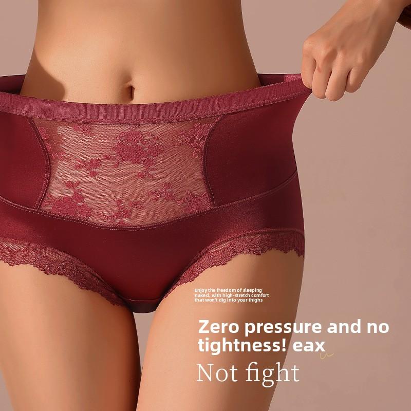 Tamanho Grande Feminino Verão Cetim Renda Sexy Borda Algodão Puro Virilha Sem Marca Cintura Alta Triângulo Calcinha