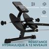 Hydraulický veslařský trenažér 12 úrovní s LCD displejem, pro kardio trénink doma, max. nosnost 130 kg, černá