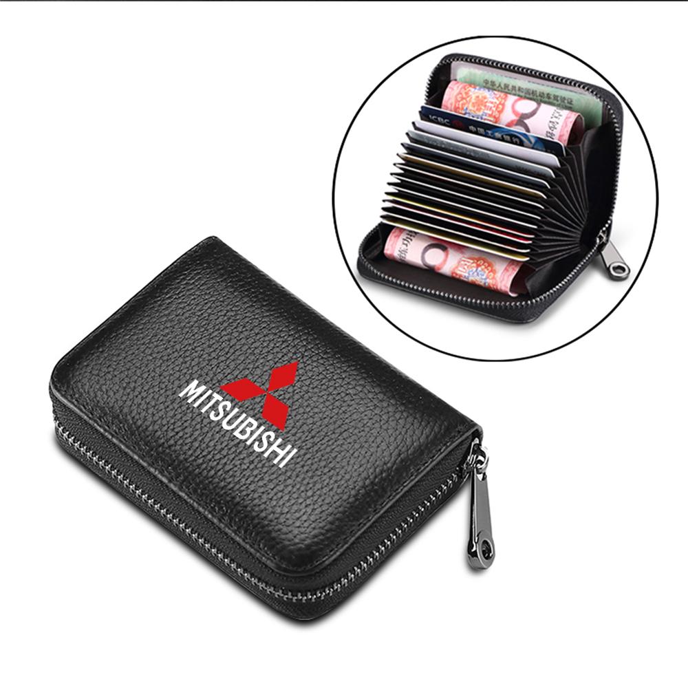 1pcs Car Wallet Driver License Credit Card Storage Case Car Organizes for Mitsubishi L200 Colt Evolution Mirage Cross Grandis LO7